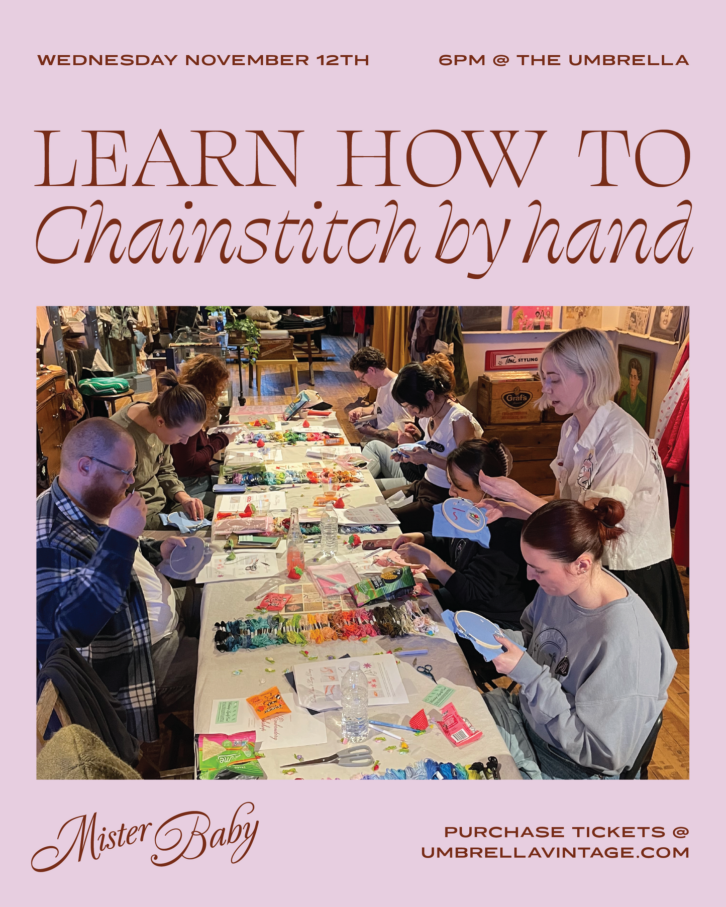 Hand Chainstitch Embroidery Workshop with Mister Baby